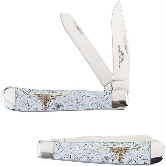Old Ram - Everyday Carry Manual Folding Pocket Trapper Knife - 7.25in Overall 3CR13 Stainless Steel (Bahamas Bull)
