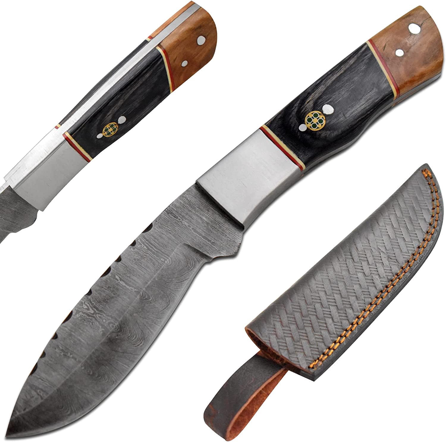 Old Ram Handmade 9-Inches Damascus Steel Fixed Blade Hunting Knife With Sheath