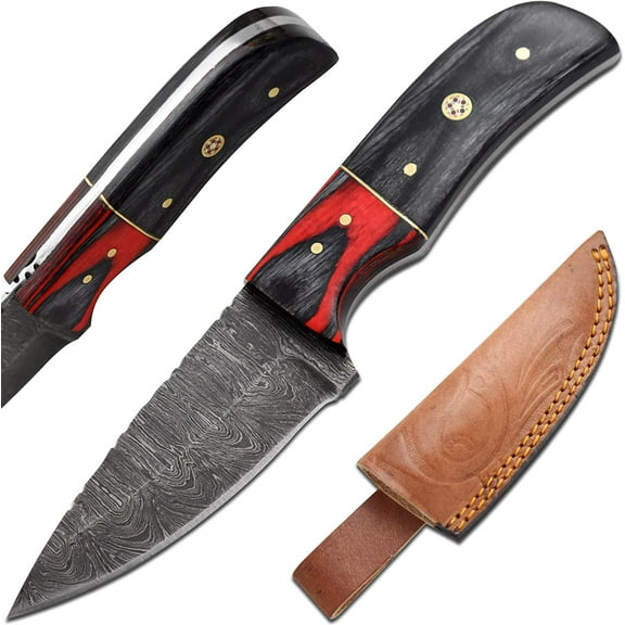 Old Ram Handmade 9-inches Damascus Steel Fixed Blade Skinner Knife with Sheath