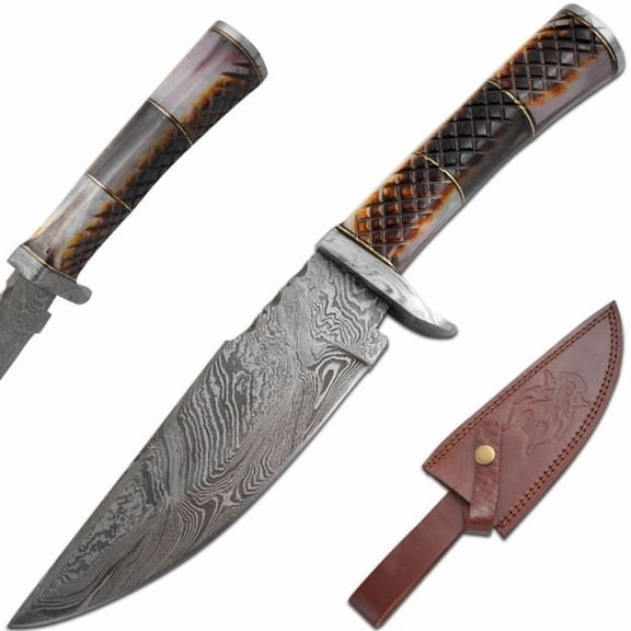 Old Ram Handmade Damascus Hunting Knife.