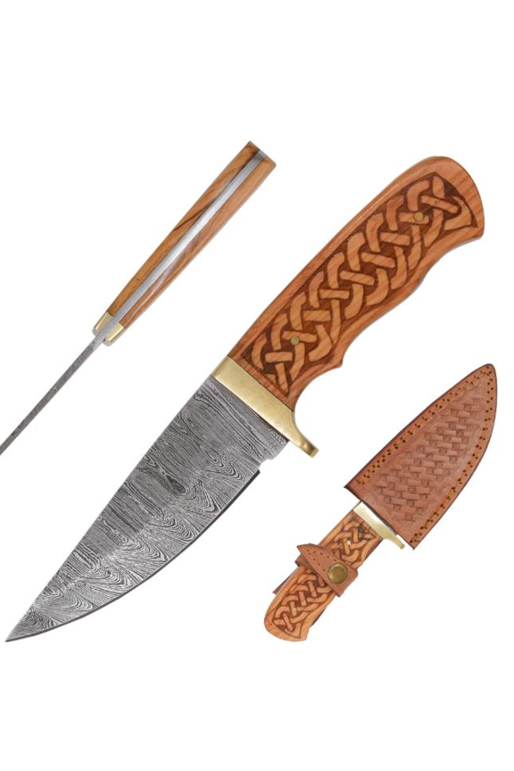 Real Damascus Fix Blade Hunting Knife