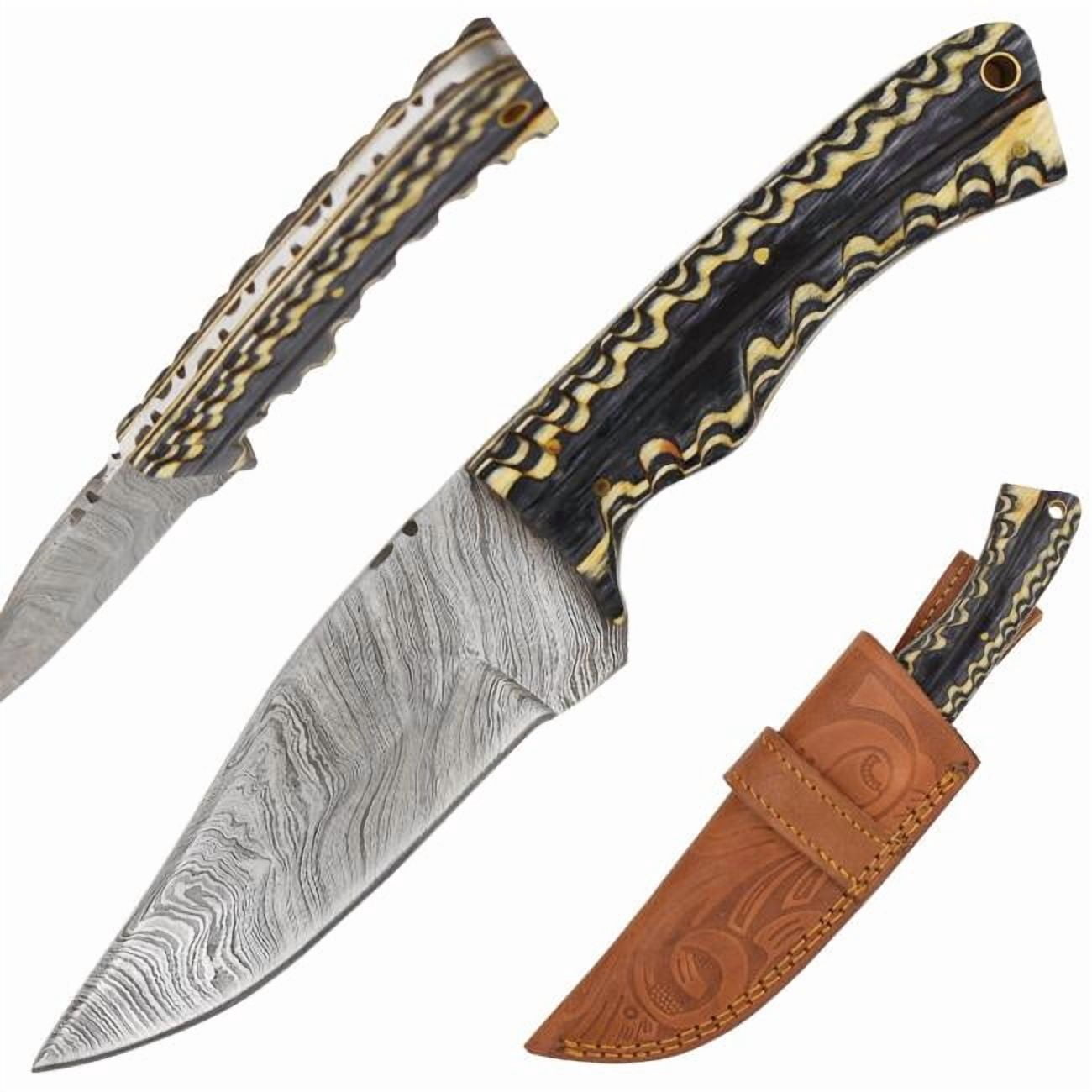 Old Ram Handmade Real Damascus Hunting Knife.