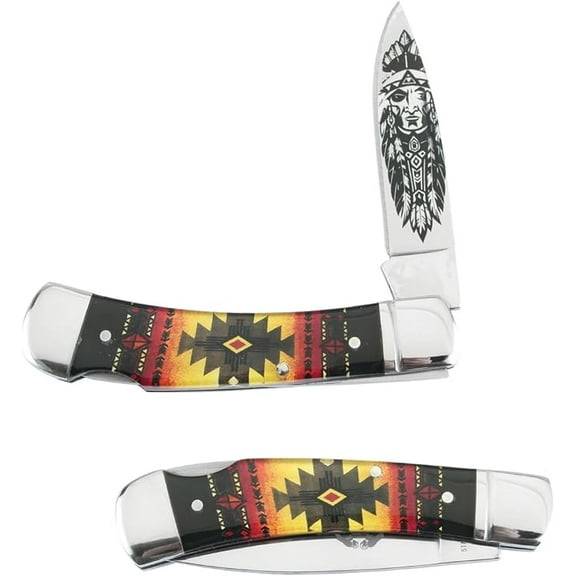 Old Ram Lock-Back Folding EDC Knife - Engraved Stainless Steel Blade for Hunting, Camping & Outdoor Survival | Acrylic Handle