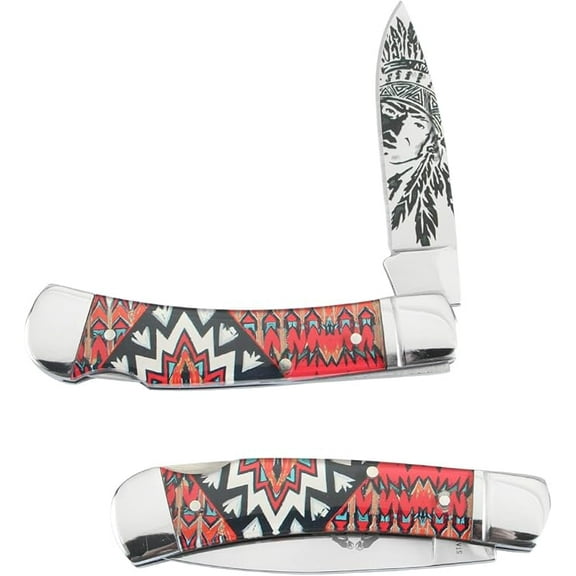 Old Ram Lock-Back Folding EDC Knife - Engraved Stainless Steel Blade for Hunting, Camping & Outdoor Survival | Vibrant Black & Yellow Acrylic Handle