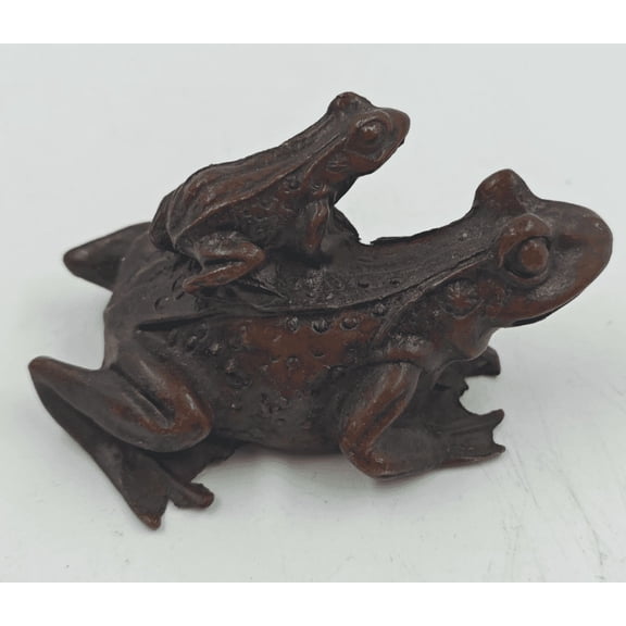 Old Red Copper Toad Frog Statue, Carved Fengshui Animal cute frog Fortune Frog Paperweight Brass Tea Table decor Shelf Decor Accents 24