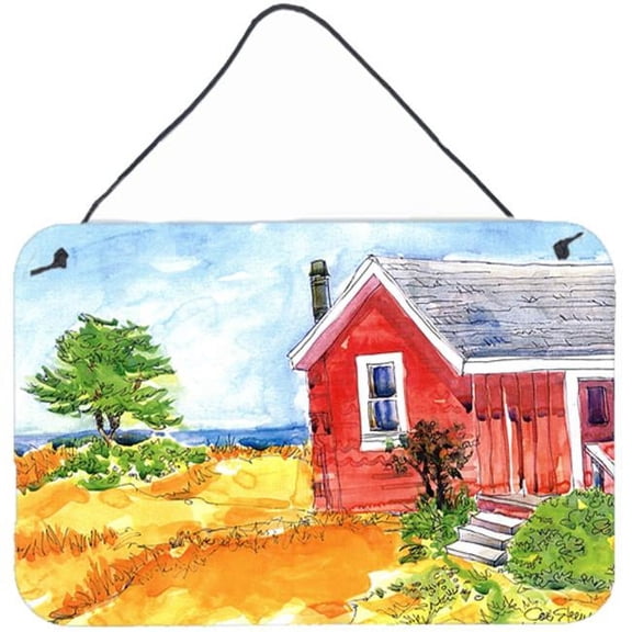 Old Red Cottage House at the lake Or Beach Indoor Aluminium Metal Wall Or Door Hanging Prints