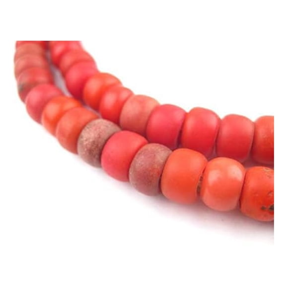Old Red Padre Beads, Full Strand of Vintage Glass Trade Beads