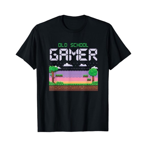 Old Retro School Gamer Geek Pixel Video Gaming Console Fan T-Shirt Vintage Tee -Birthday Gifts