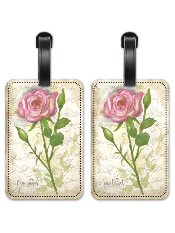 Old Rose - Luggage ID Tags / Suitcase Identification Cards - Set of 2