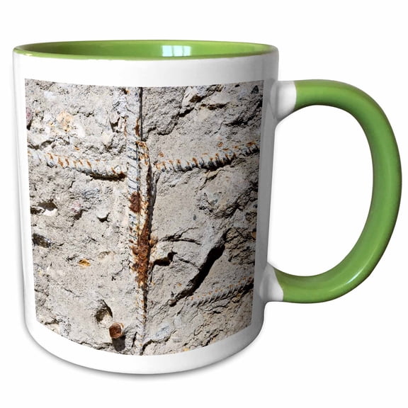 3drose, Old Rough Concrete Texture with a Corroded Metal Fittings, 11oz Two-tone Green Mug