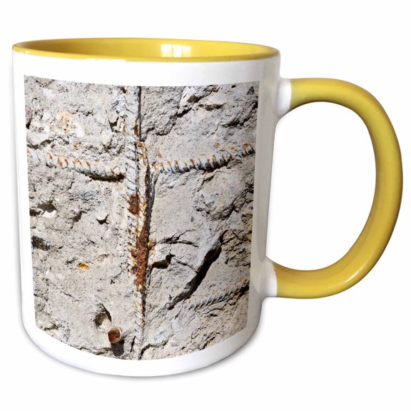 3drose, Old Rough Concrete Texture with a Corroded Metal Fittings, 11oz Two-tone Yellow Mug