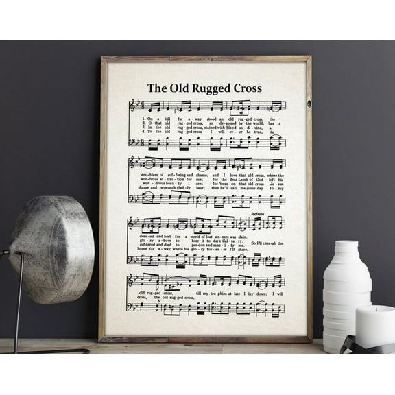 The Old Rugged Cross Hymn Print Old Rugged Cross Poster Hymnal Prints Hymn Wall Art Hymn Poster Scripture Quote Hymn Sheet Music Sheet Print Wall Art, Modern Wall Decor, 24x36 UNFRAMED