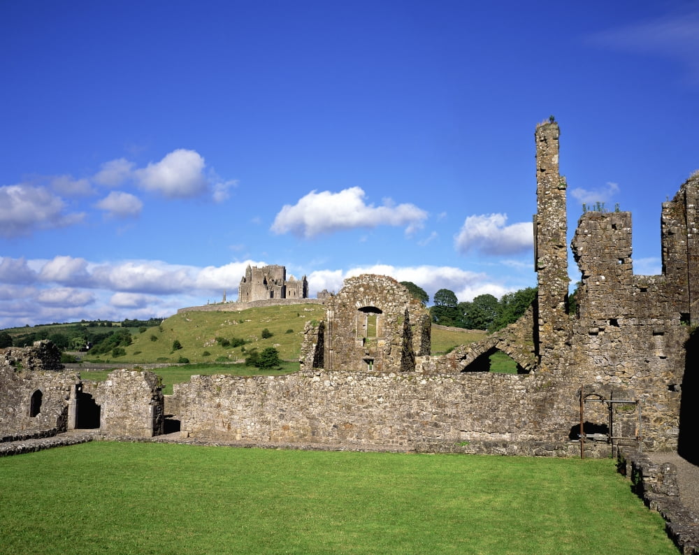 Old Ruins Of An Abbey With A Castle In The Background Hore Abbey Castle County Tipperary Republic Of Ireland Canvas Art - The Irish Image Collection Design Pics (16 x 12)