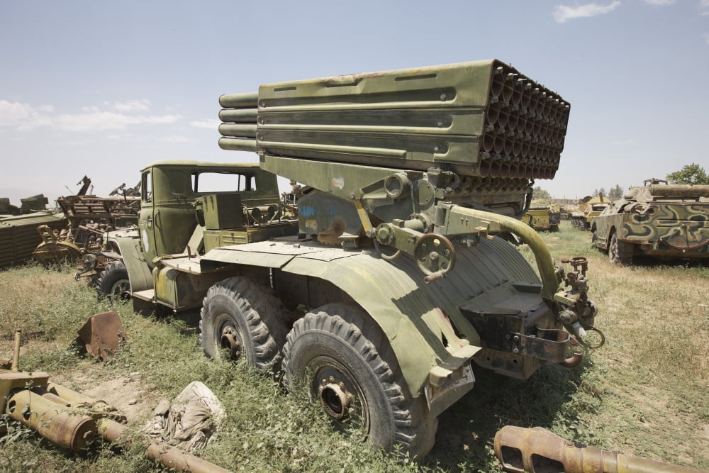 Old Russian BM-21 launch vehicle Canvas Art - Terry MooreStocktrek Images (18 x 12)