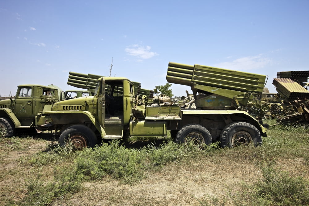 Old Russian BM-21 launch vehicle Canvas Art - Terry MooreStocktrek Images (18 x 12)