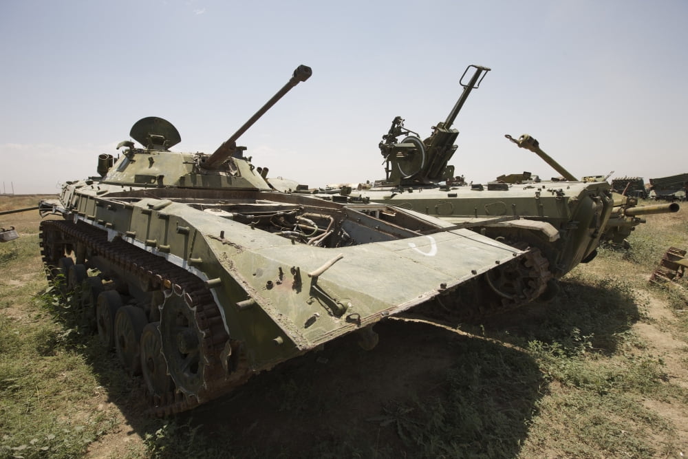Old Russian BMP-1 infantry fighting vehicle Canvas Art - Terry MooreStocktrek Images (18 x 12)