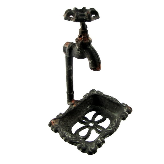 Old Rusty Garden Faucet Spigot Handle Soap Dish New Farmhouse Kitchen/Bath Decor