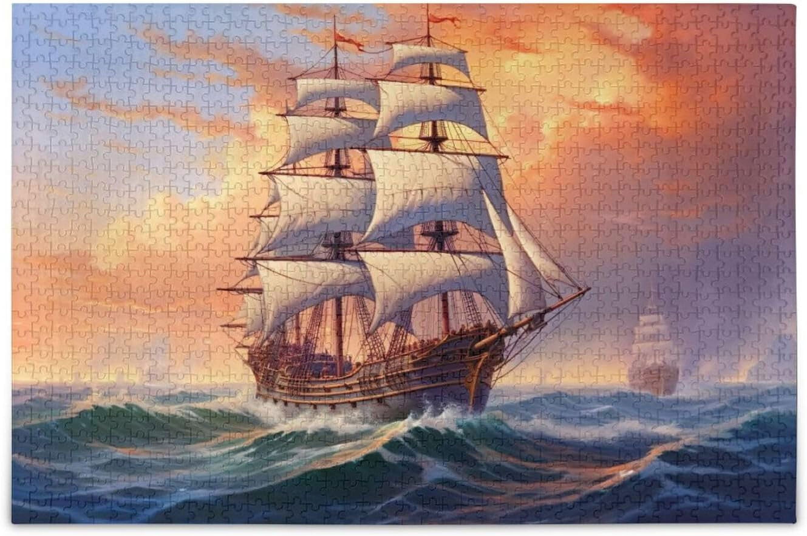 Old Sailing Ship Jigsaw Puzzles for Adults 500 Pieces, DieCut Puzzle