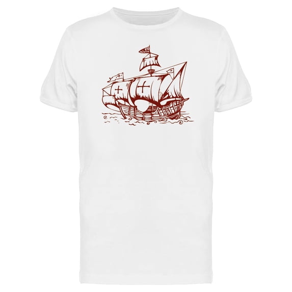 Old Sailing Ship Red Ink T-Shirt Men -Image by Shutterstock, Male 3X-Large