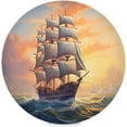 thumbnail image 1 of Old Sailing Ship Round Placemats Washable Placemats Non-Slip Heat-Resistant Table Place Mats for Dining Kitchen Holiday Party Table 15.4"-6PCS Home Decor, 1 of 7