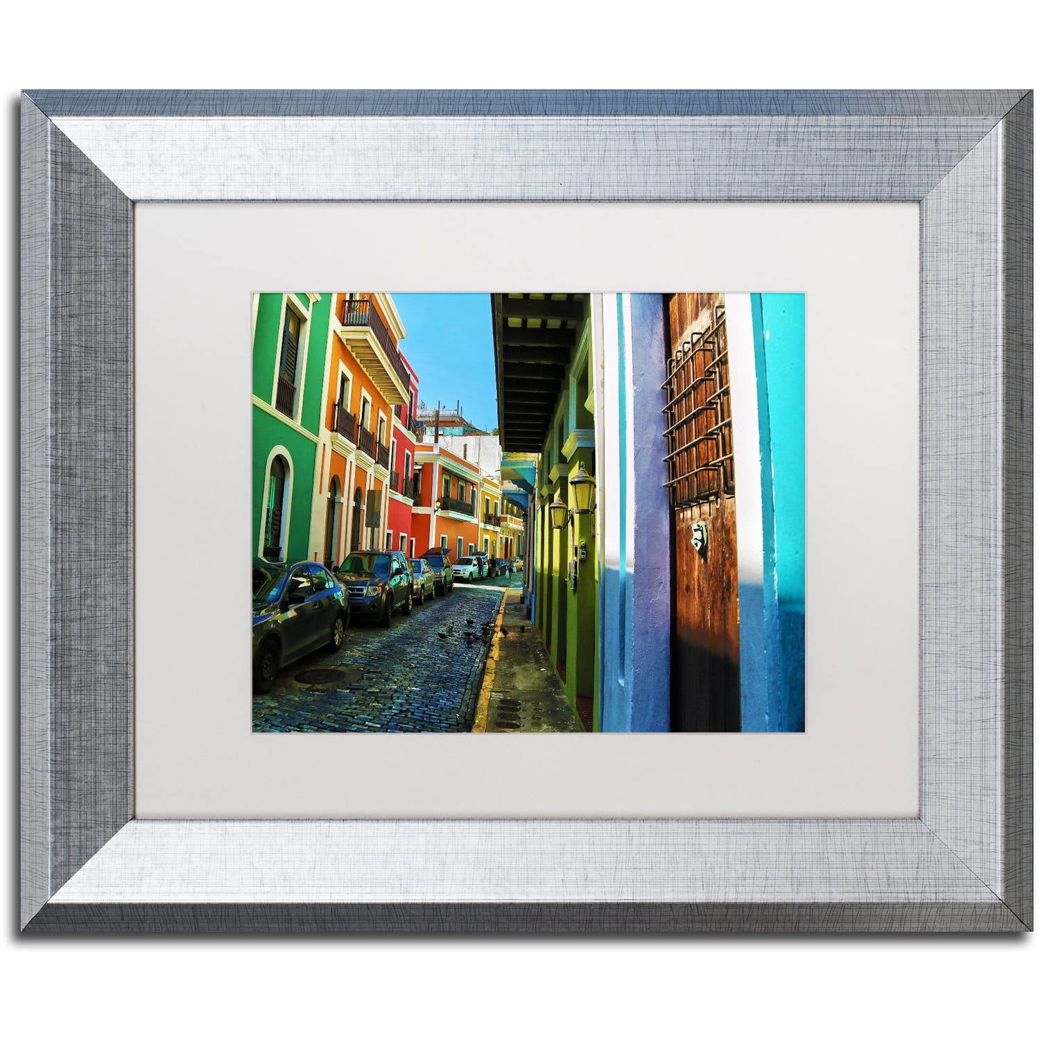 "Old San Juan 11" Canvas Art by CATeyes, White Matte, Silver Frame