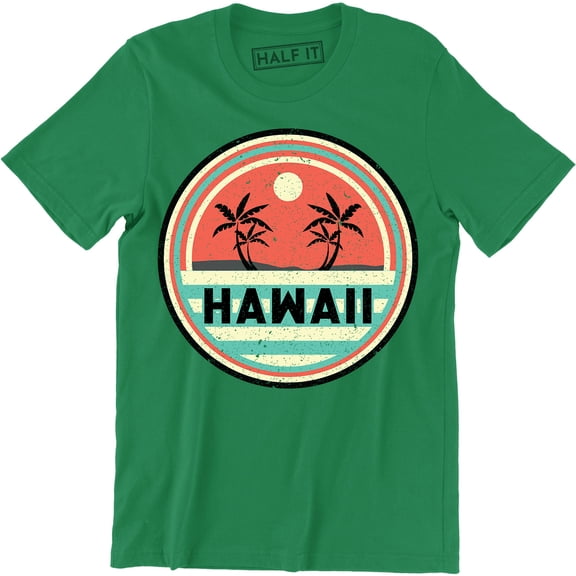Old School 70's Beautiful Hawaii Beach And Palm Tree Sunset Men's T-Shirt