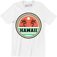 thumbnail image 1 of Old School 70's Beautiful Hawaii Beach And Palm Tree Sunset Men's T-Shirt, 1 of 4