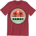 thumbnail image 1 of Old School 70's Beautiful Hawaii Beach And Palm Tree Sunset Men's T-Shirt, 1 of 4