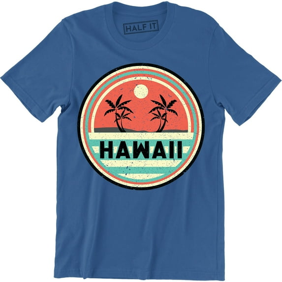 Old School 70's Beautiful Hawaii Beach And Palm Tree Sunset Men's T-Shirt