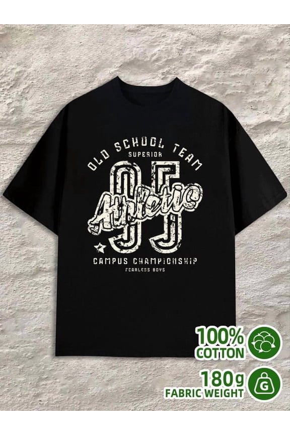 Old School Athletic men's 180G 100% Cotton black Fashion Unisex Shirt Short Sleeve tshirts Original Unisex Shirt Short Sleeve tshirts Vintage Unisex Shirt Graphic Tee tshirts