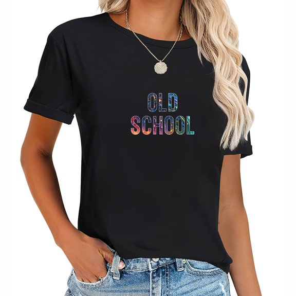 Old School Back to School Gifts Eye-Catching Short Sleeve Graphic Tee for Women