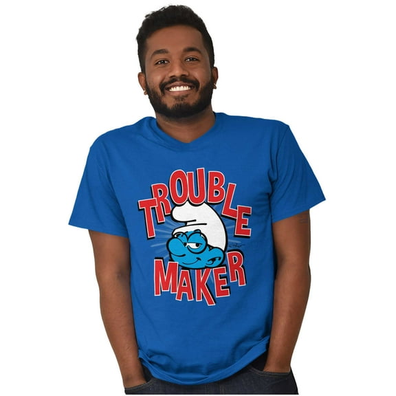 Old School Brainy Smurf Trouble Maker Unisex Plus Size Graphic Tee Brisco Brands 2X