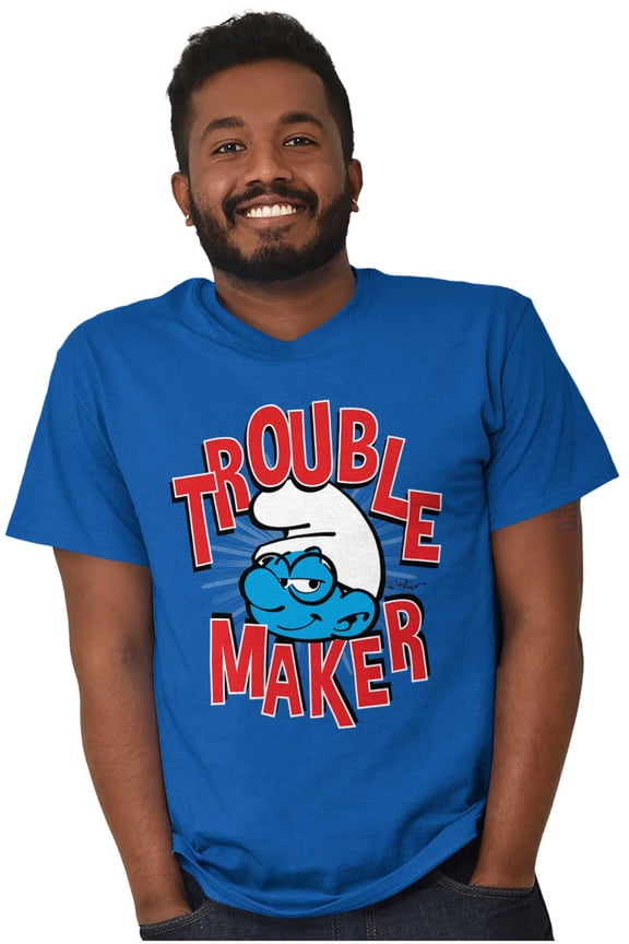 Old School Brainy Smurf Trouble Maker Unisex Plus Size Graphic Tee Brisco Brands 2X