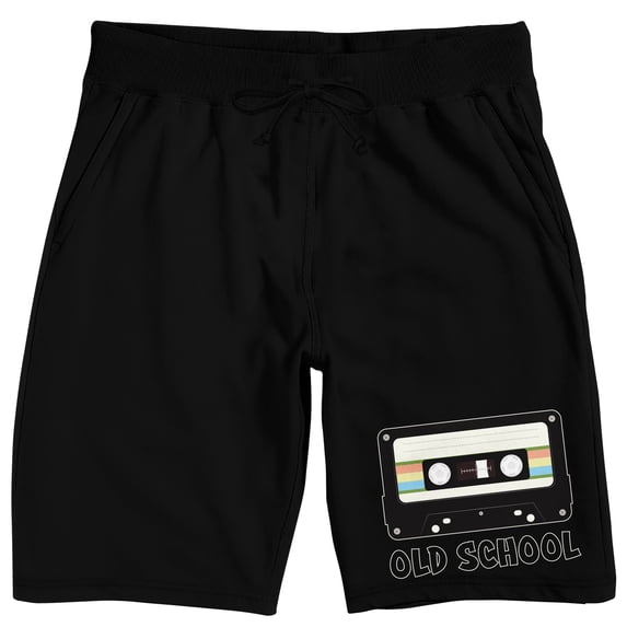 Old School Cassette Tape Men's Black Lounge Shorts-XL