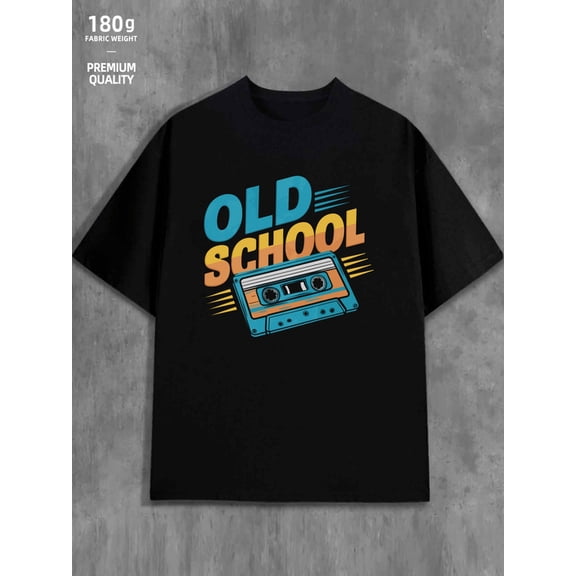 Old School Cassette men 180G 100% Cotton black Vintage Unisex Shirt Graphic Tee tshirts Unique Design Unisex Shirt Printed tshirts Vintage Unisex Shirt Short Sleeve tshirts