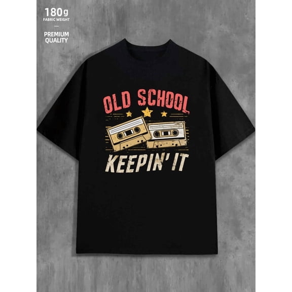 Old School Cassette mens 180G 100% Cotton black Unique Design Unisex Shirt Short Sleeve tshirts Vintage Unisex Shirt Printed tshirts Fashion Unisex Shirt Short Sleeve tshirts