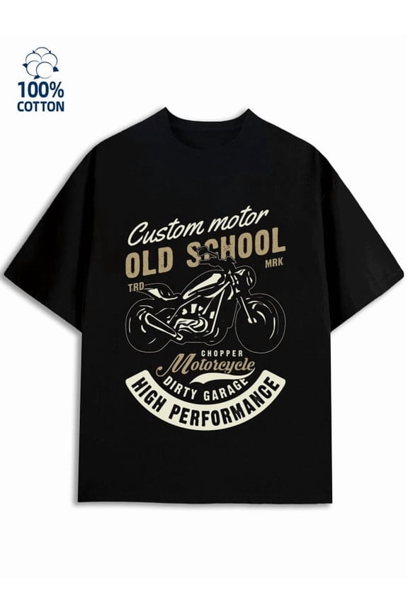 Old School Chopper men funny humor 180G 100% Cotton black work y2k Unique Design Unisex Shirt Graphic tshirts Funny Unisex Shirt Crewneck tshirts Basic Unisex Shirt Graphic Tee tshirts