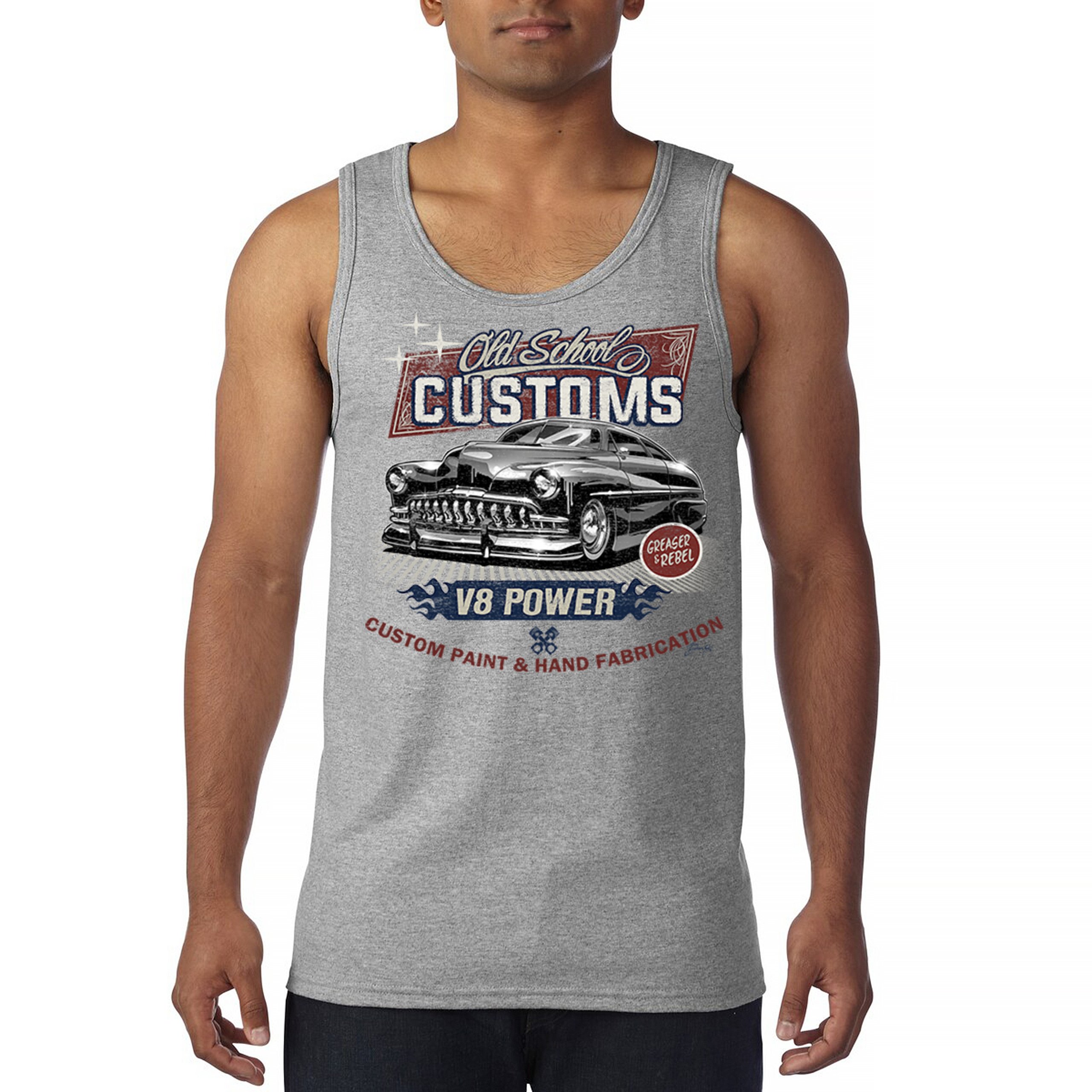 Old School Custom V8 Tank Top Hot Rod Greaser & Rebel Car Enthusiast