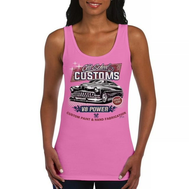 Old School Custom V8 Women's Tank Top Hot Rod Greaser & Rebel Car