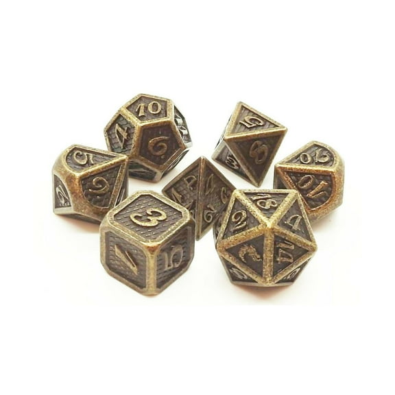 Old School Dice & Accessories Dragon Scale Poly Set - Ancient Gold (7) New