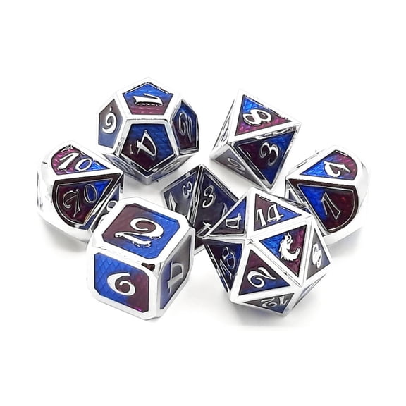 Old School Dice & Accessories Dragon Scale Poly Set - Purple & Blue (7) New
