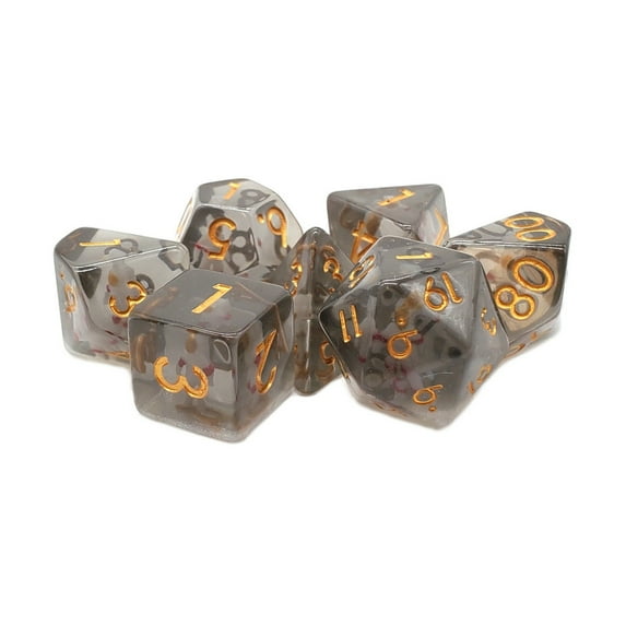 Old School Dice & Accessories Poly Set Astronaut w/Gold (7) New