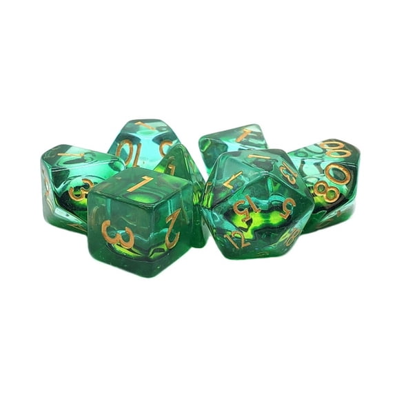 Old School Dice & Accessories Poly Set Dragon Eye - Green (7) New