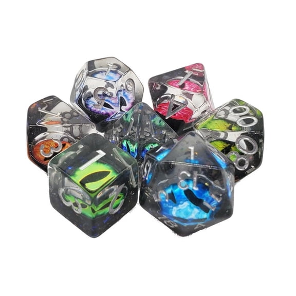 Old School Dice & Accessories Poly Set Dragon Eye - Spectral (7) New