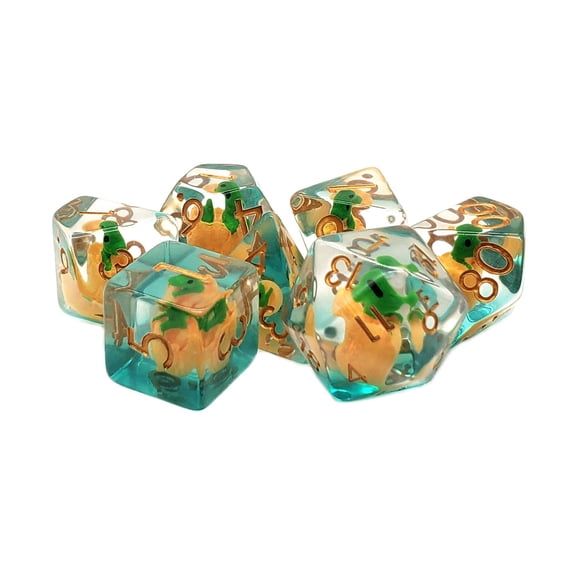 Old School Dice & Accessories Poly Set Dragon Hatchling w/Gold (7) New