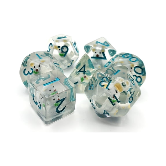 Old School Dice & Accessories Poly Set Koala Bear w/Blue (7) New