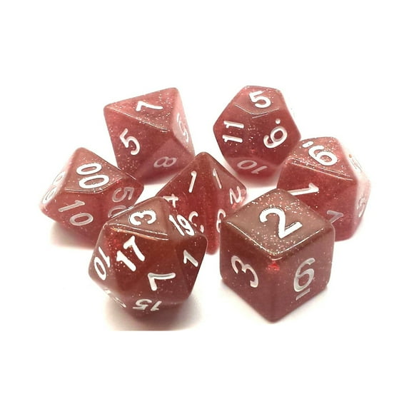 Old School Dice & Accessories Poly Set Translucent Coral w/White (7) New