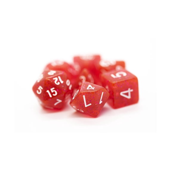 Old School Dice & Accessories Poly Set Translucent Red w/White (7) New