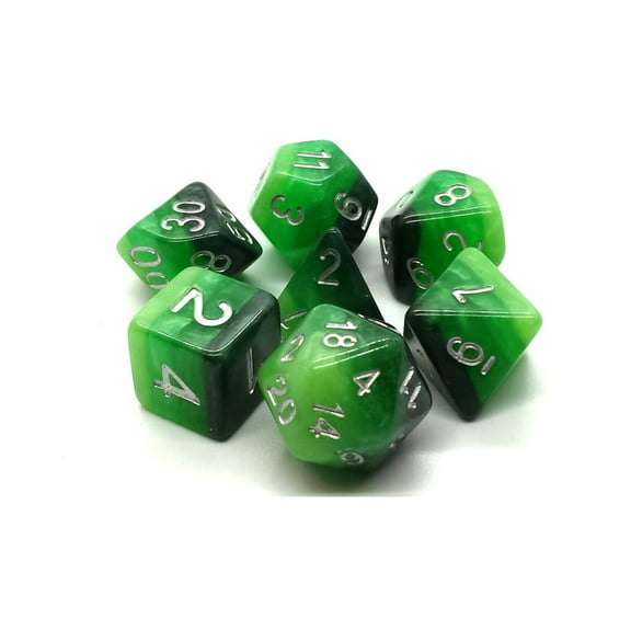 Old School Dice & Accessories Poly Set Treetop Canopy w/Silver (7) New