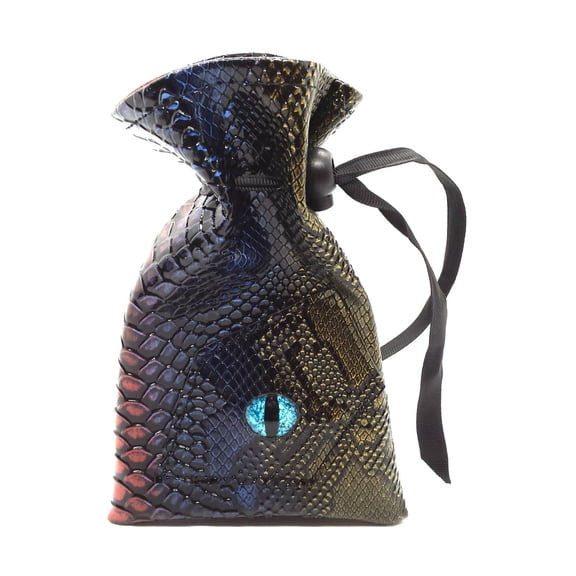 Old School Dice & Accessories Spectral Dragon Eye Dice Bag - Blue & Gold New